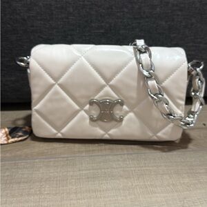 White Quilted Chain Shoulder Bag